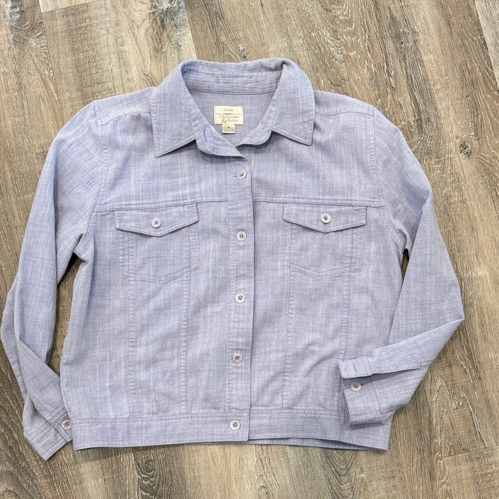 Christopher & Banks Light blue Button-Front Jacket sz m